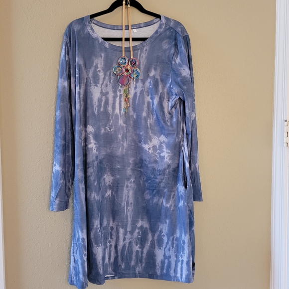 Muriells closet Dresses & Skirts - Muriell's Closet tie dye blue and white dress.